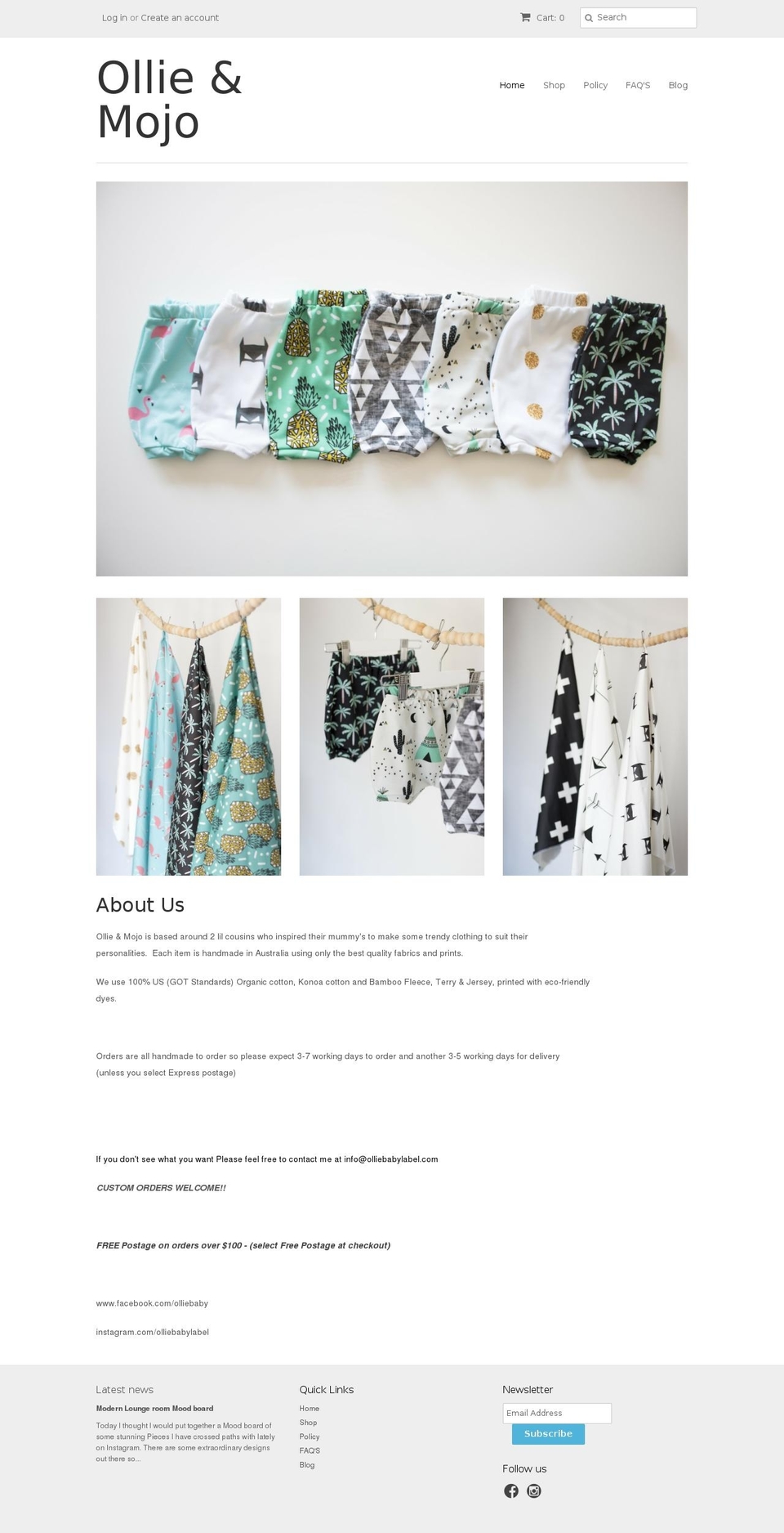 olliebabylabel.com shopify website screenshot