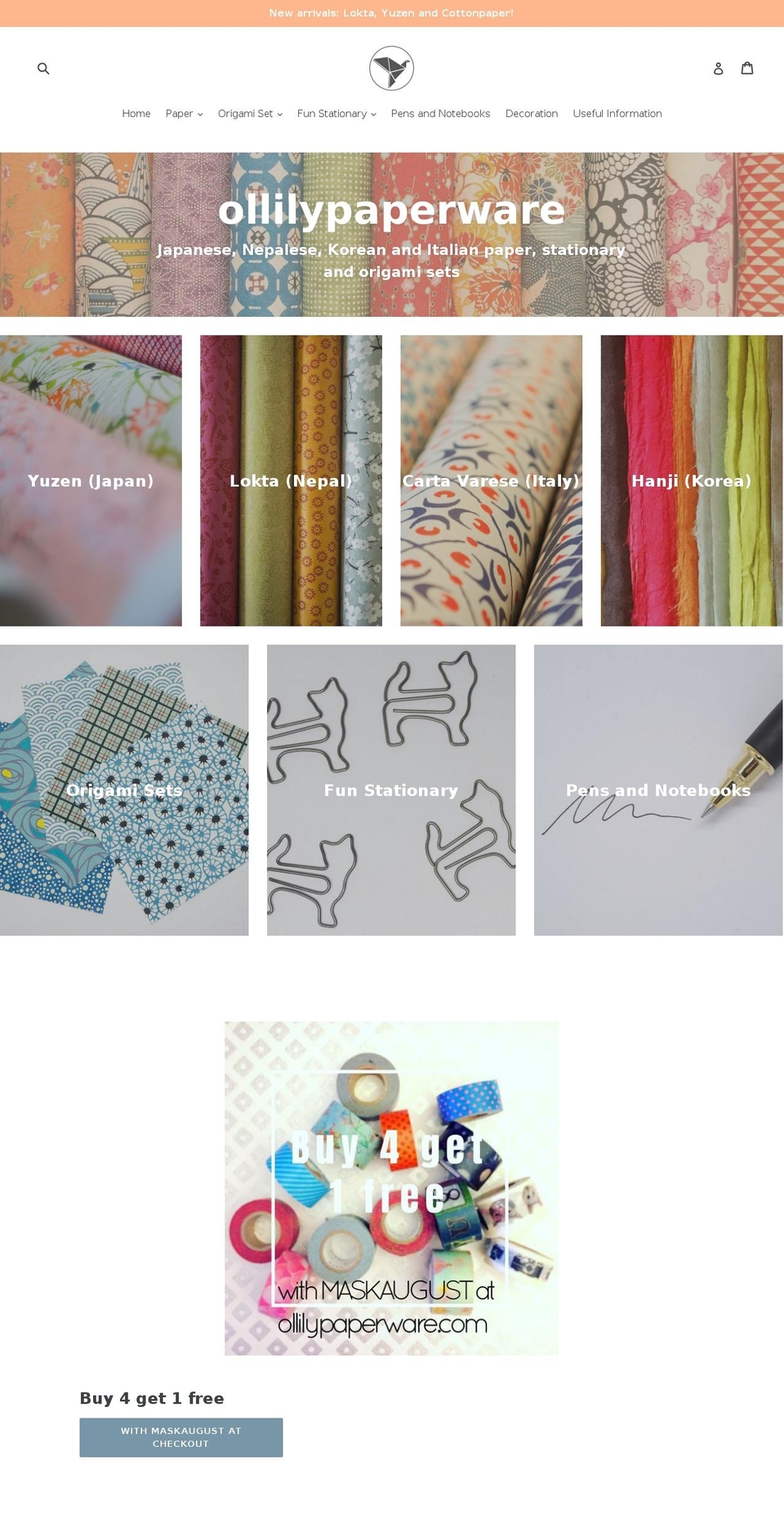 ollilypaperware.com — Shopify storefront screenshot