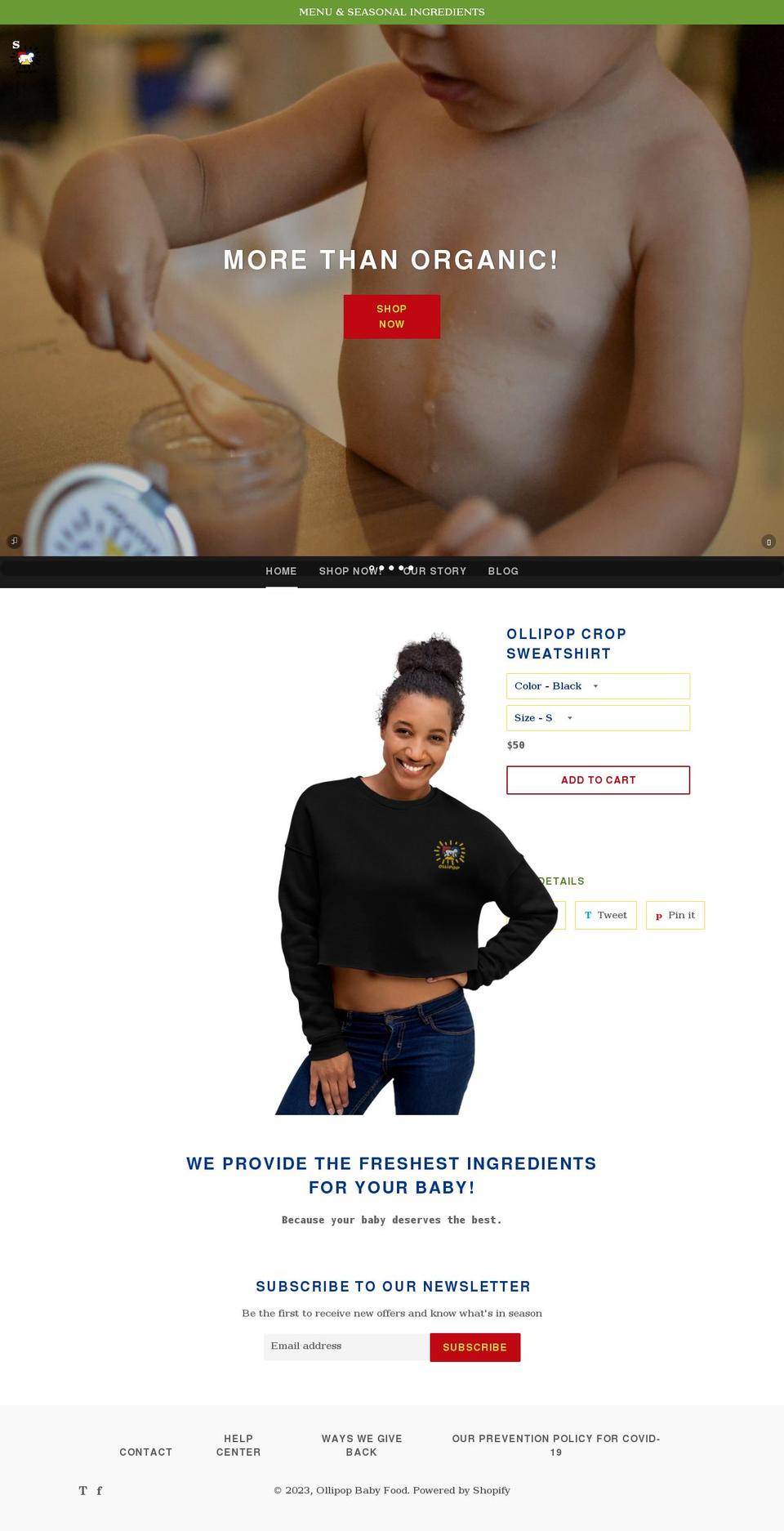 ollipopbabyfood.com shopify website screenshot