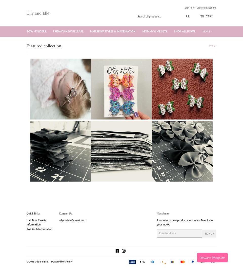 ollyandelle.com — Shopify storefront screenshot