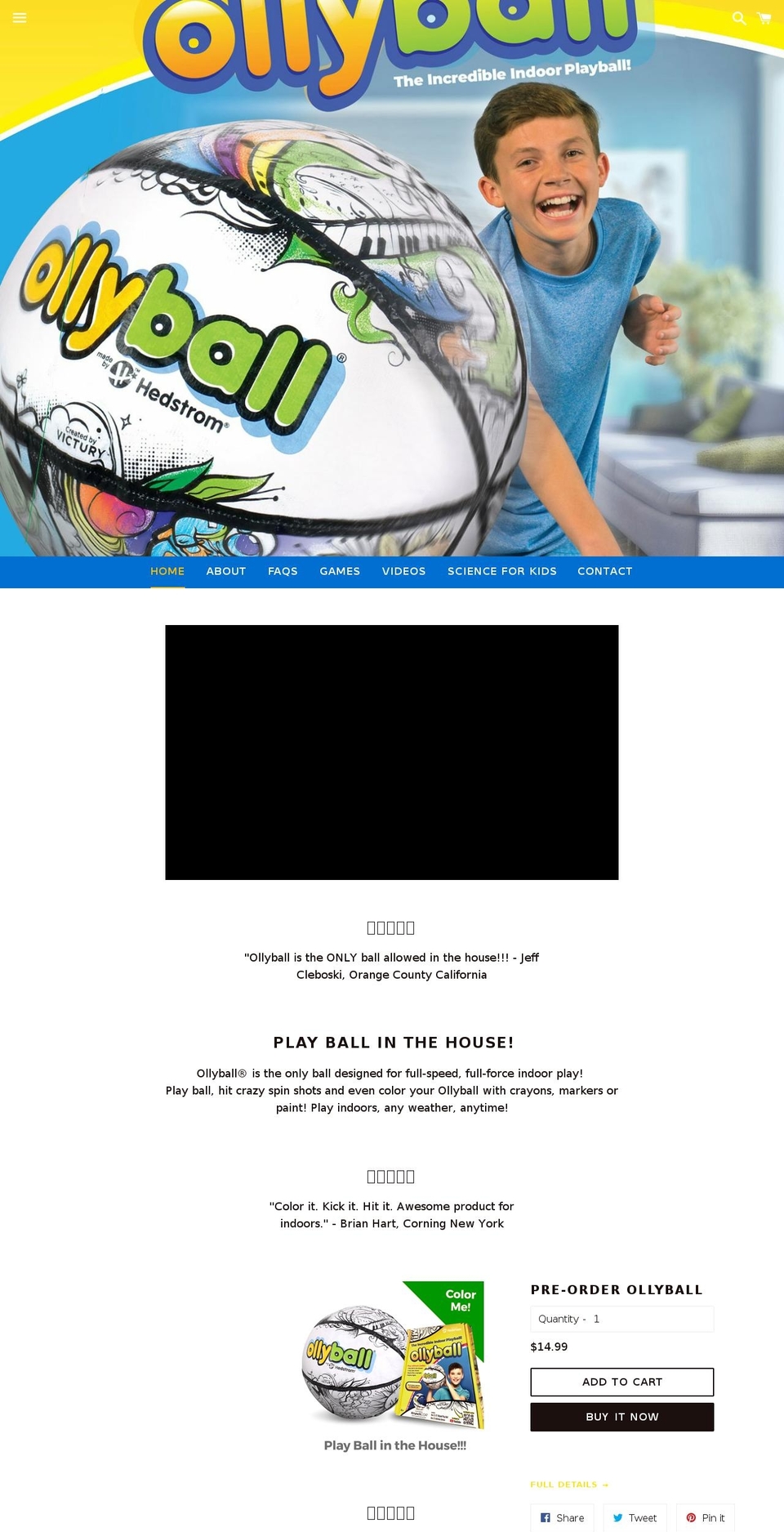 ollyball.com — Shopify storefront screenshot