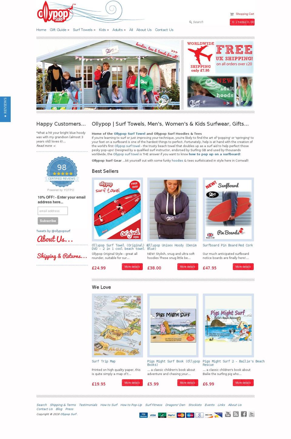 ollypopsurftowels.com — Shopify storefront screenshot