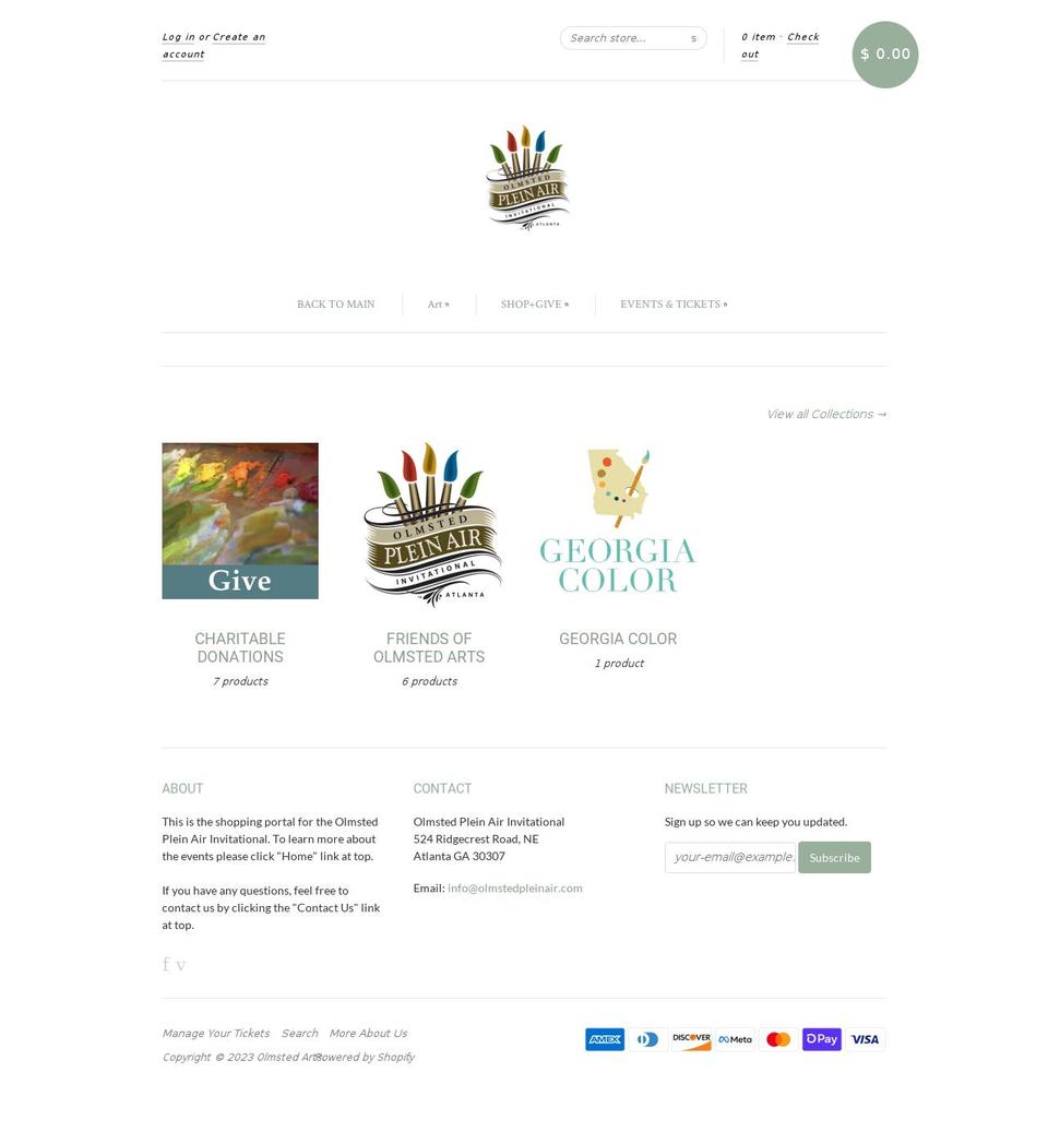 olmstedpleinair.myshopify.com shopify website screenshot