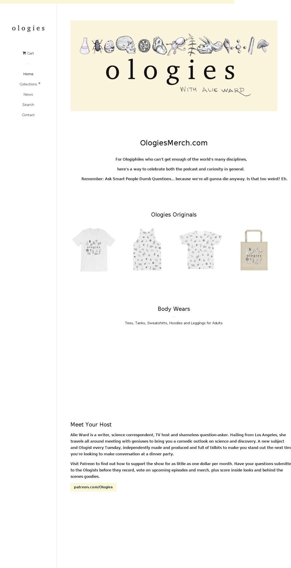 ologiesmerch.com shopify website screenshot