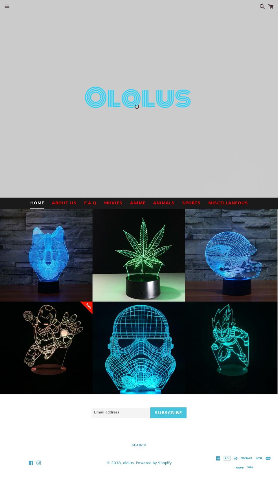 ololus.com — Shopify storefront screenshot