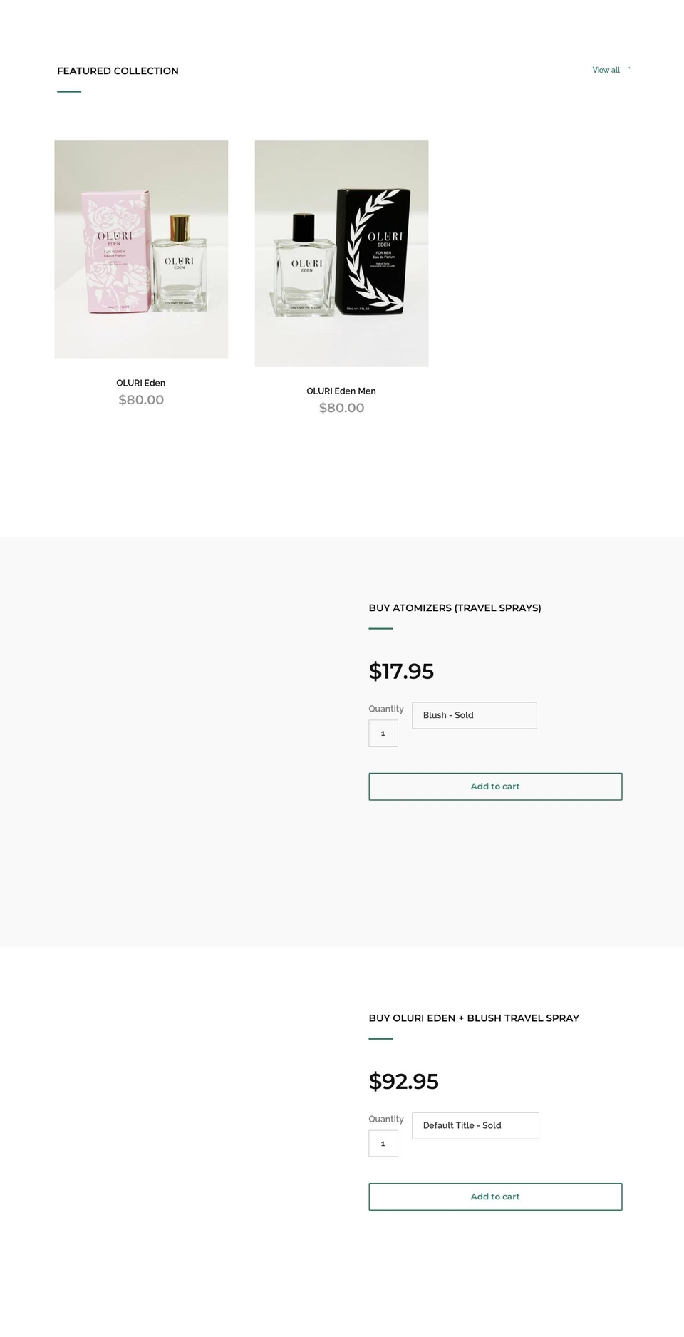 olurifragrances.com — Shopify storefront screenshot