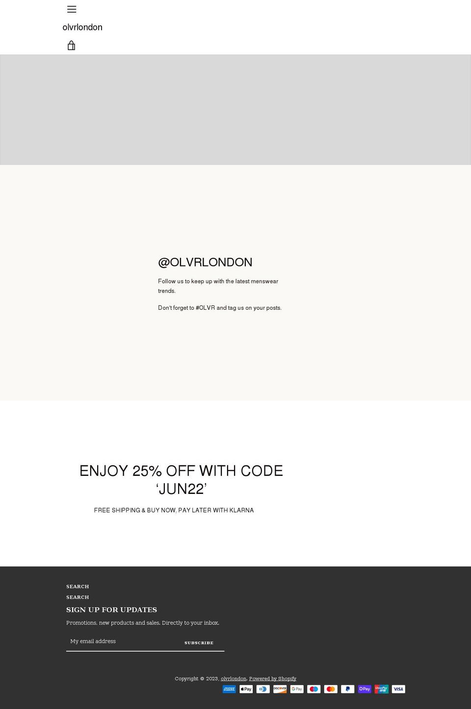 olvr-london.com shopify website screenshot