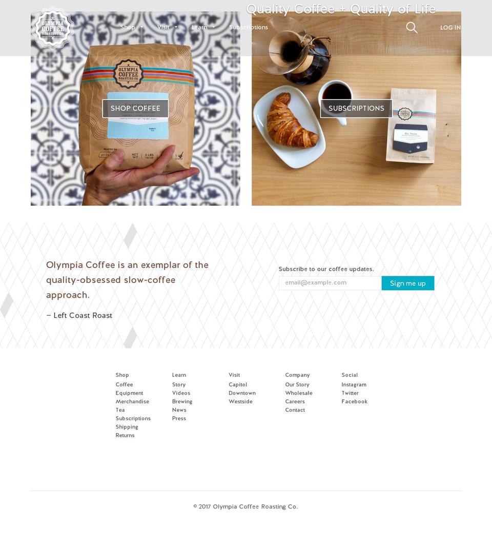 olympiacoffeeroasting.com shopify website screenshot