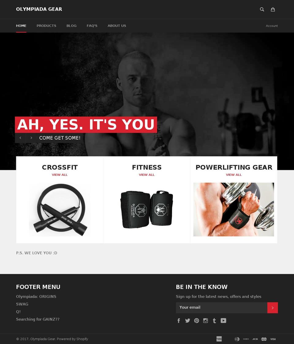 olympiadagear.com shopify website screenshot