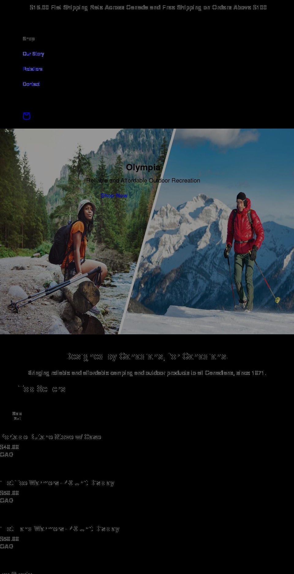olympiainc.ca shopify website screenshot