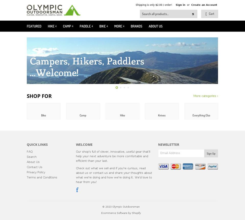olympic-outdoorsman.myshopify.com shopify website screenshot