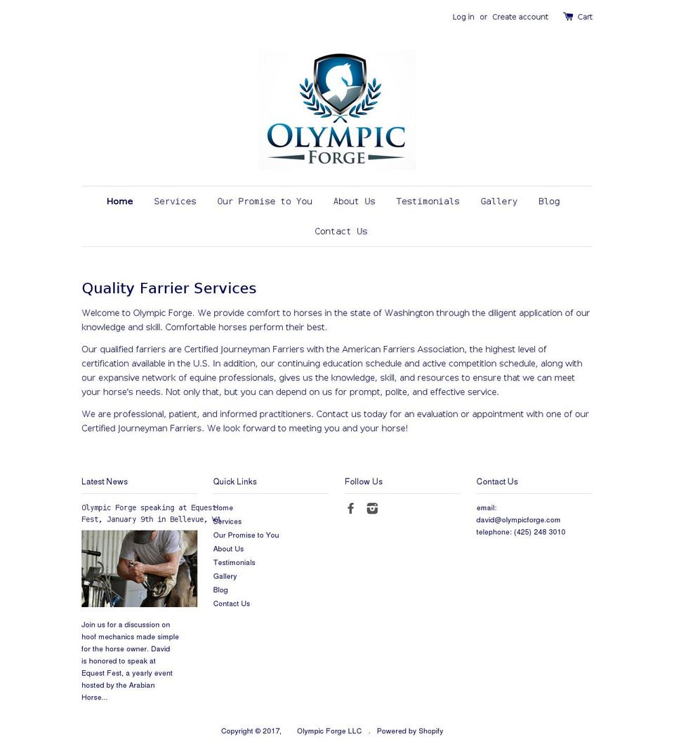olympicforge.com shopify website screenshot