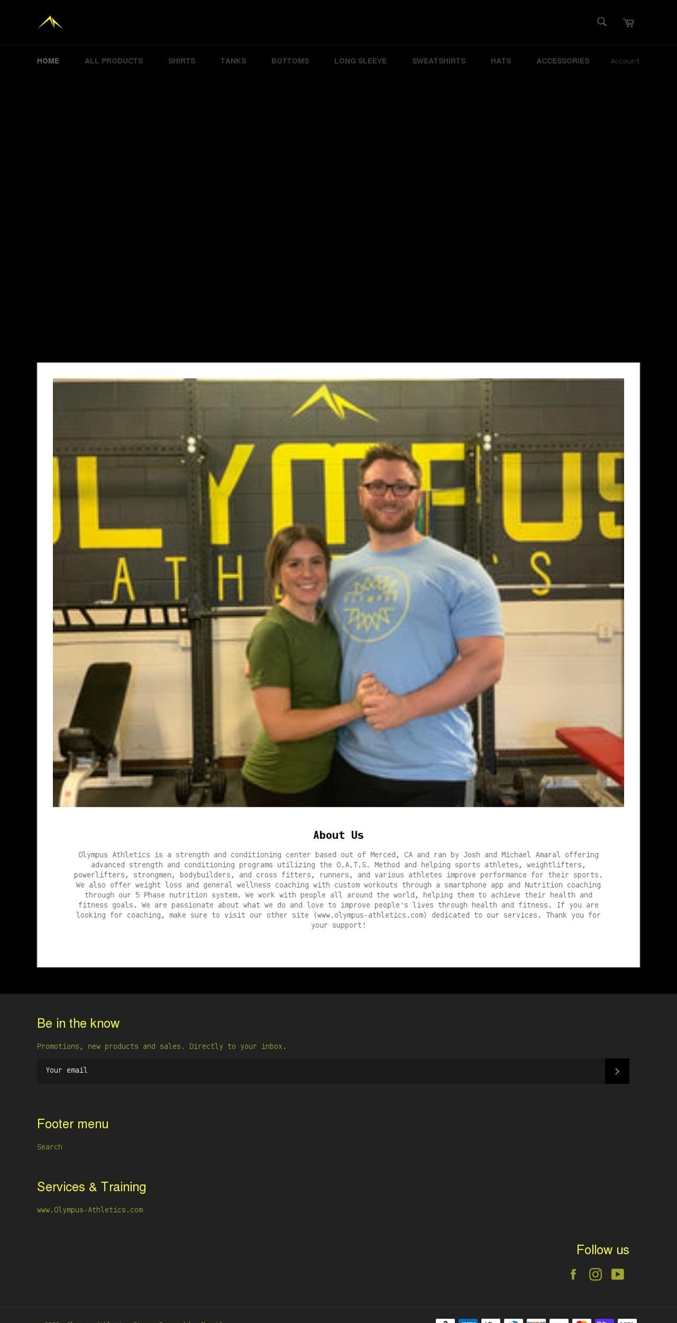 olympusathleticsapparel.com shopify website screenshot