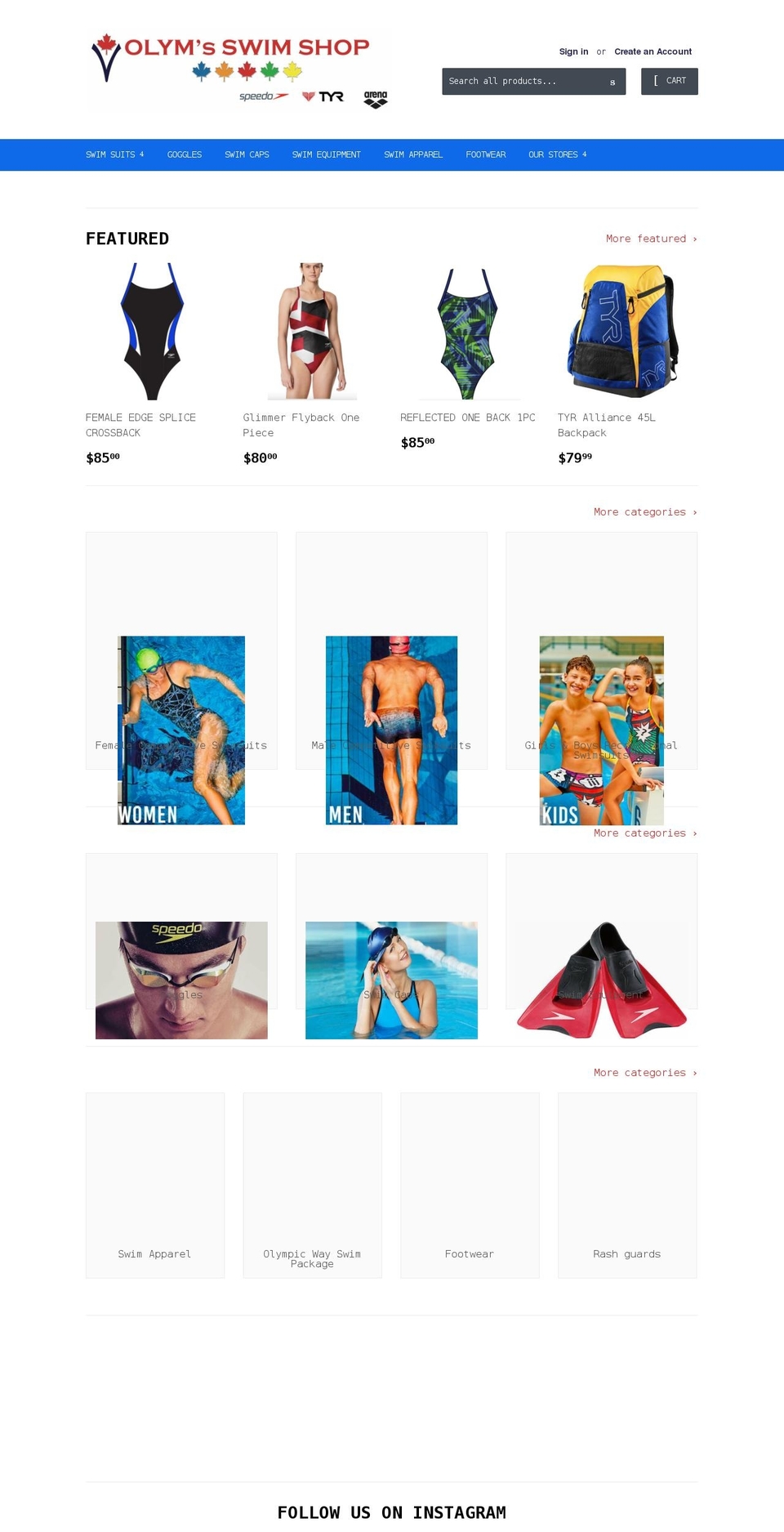 olymswim.com shopify website screenshot