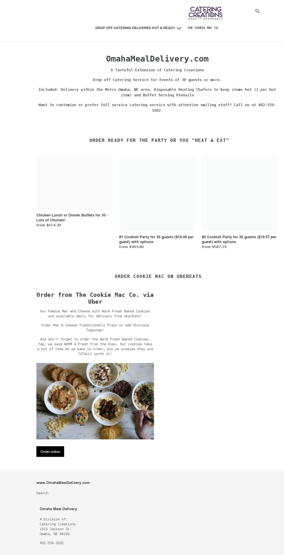 omahamealdelivery.com shopify website screenshot