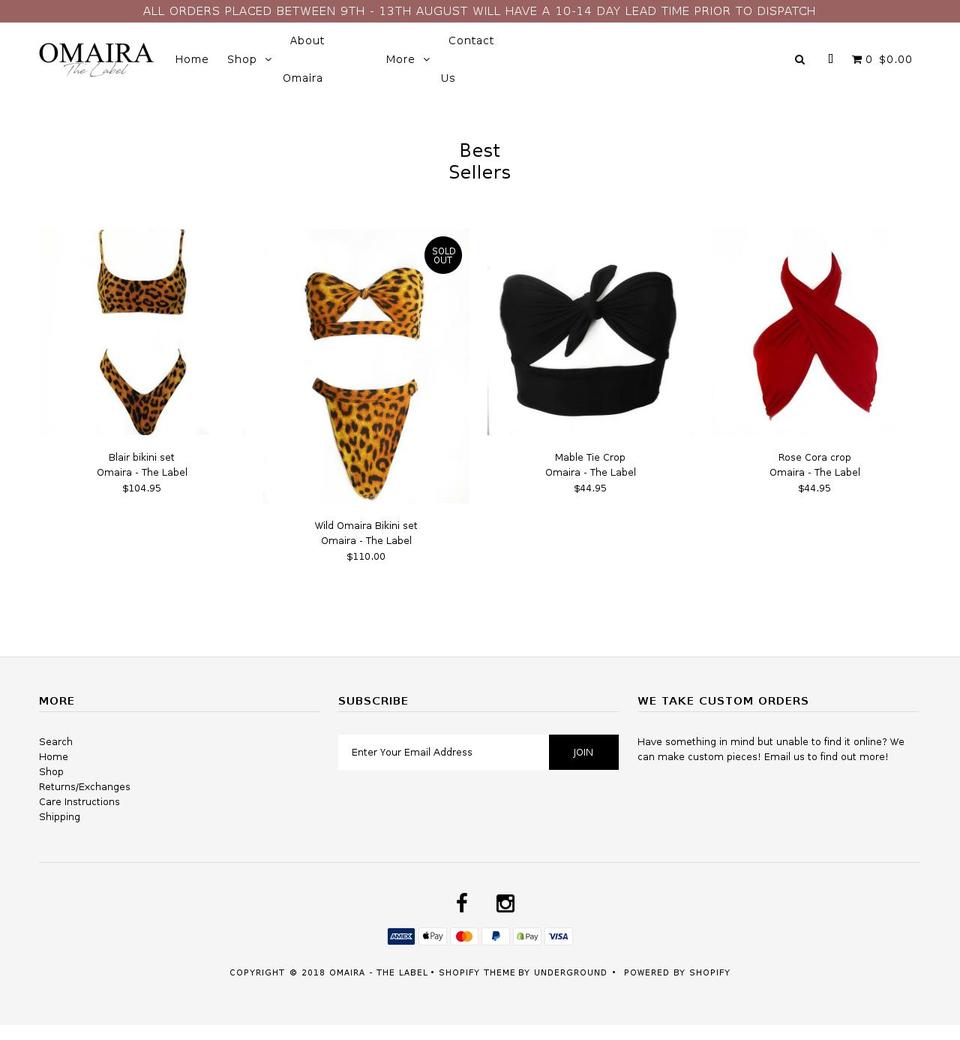 omaira-thelabel.com — Shopify storefront screenshot