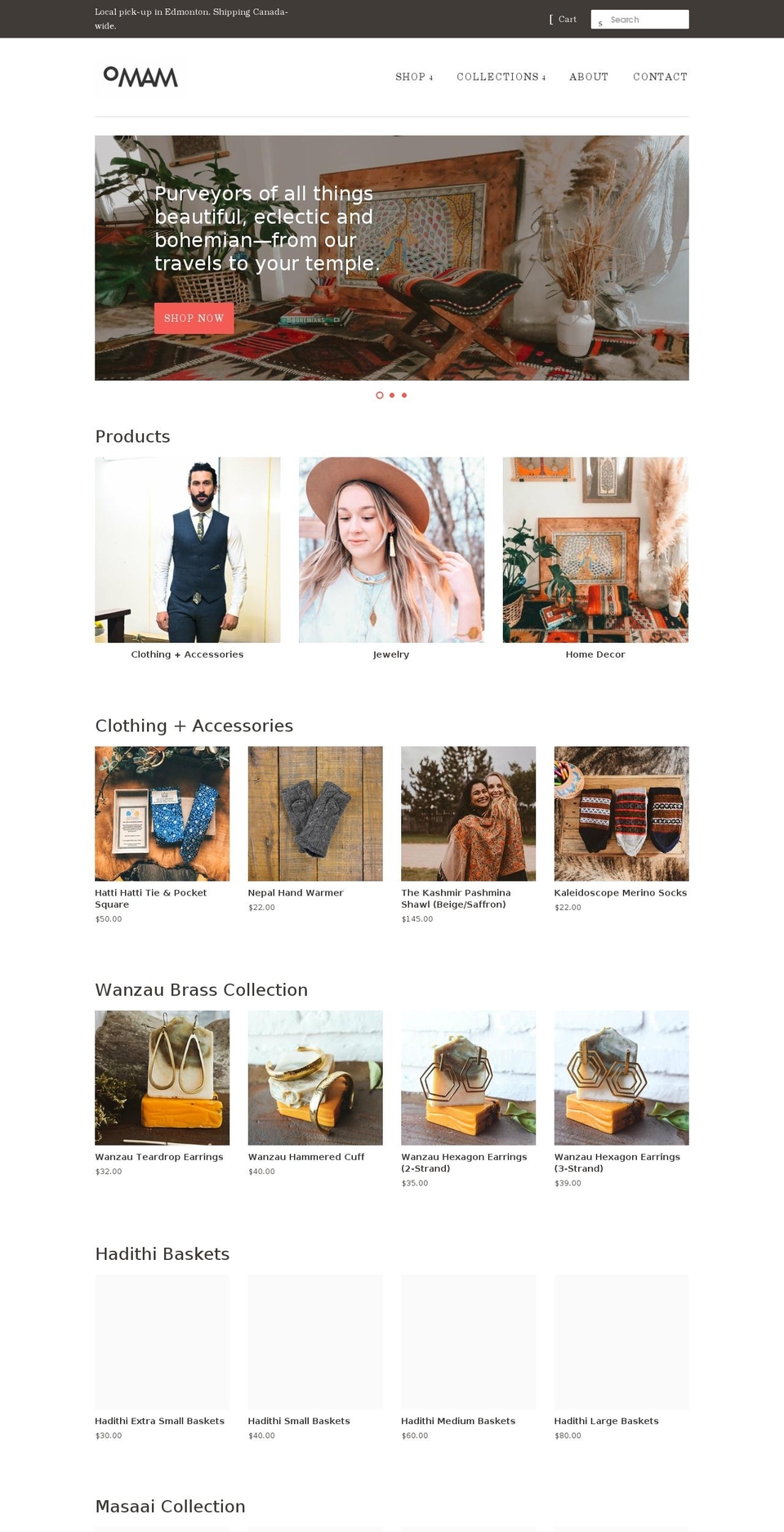 omamcollected.com shopify website screenshot