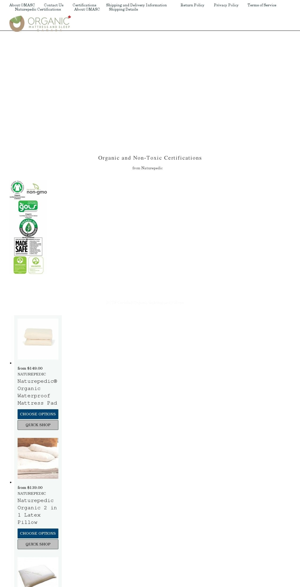omasc.ca shopify website screenshot