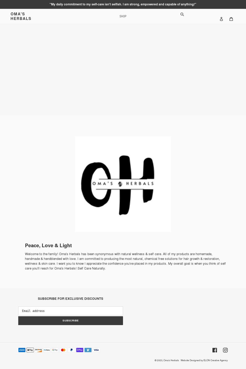 omasherbals.com shopify website screenshot