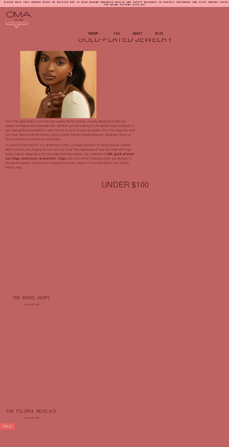omathelabel.com shopify website screenshot
