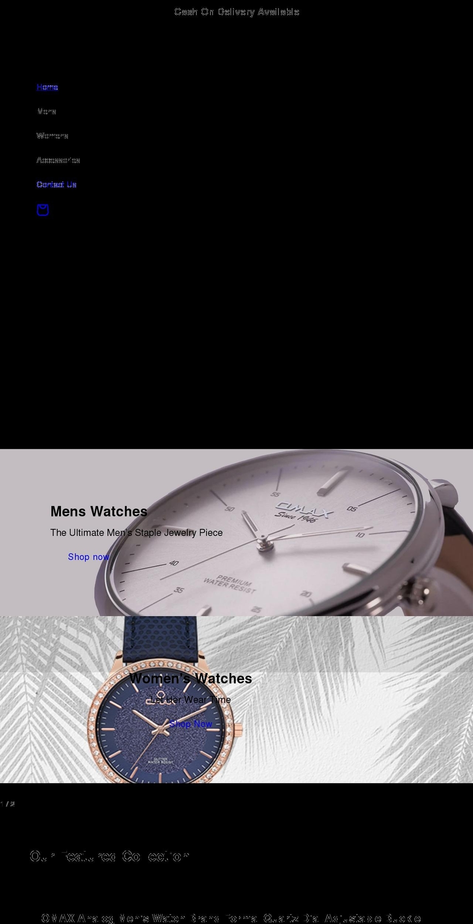 omaxwatches.in shopify website screenshot