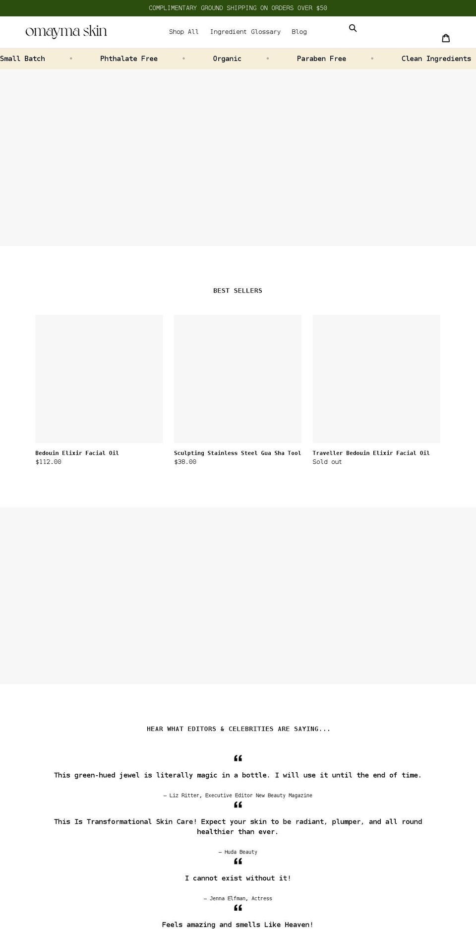 omaymaskin.com shopify website screenshot