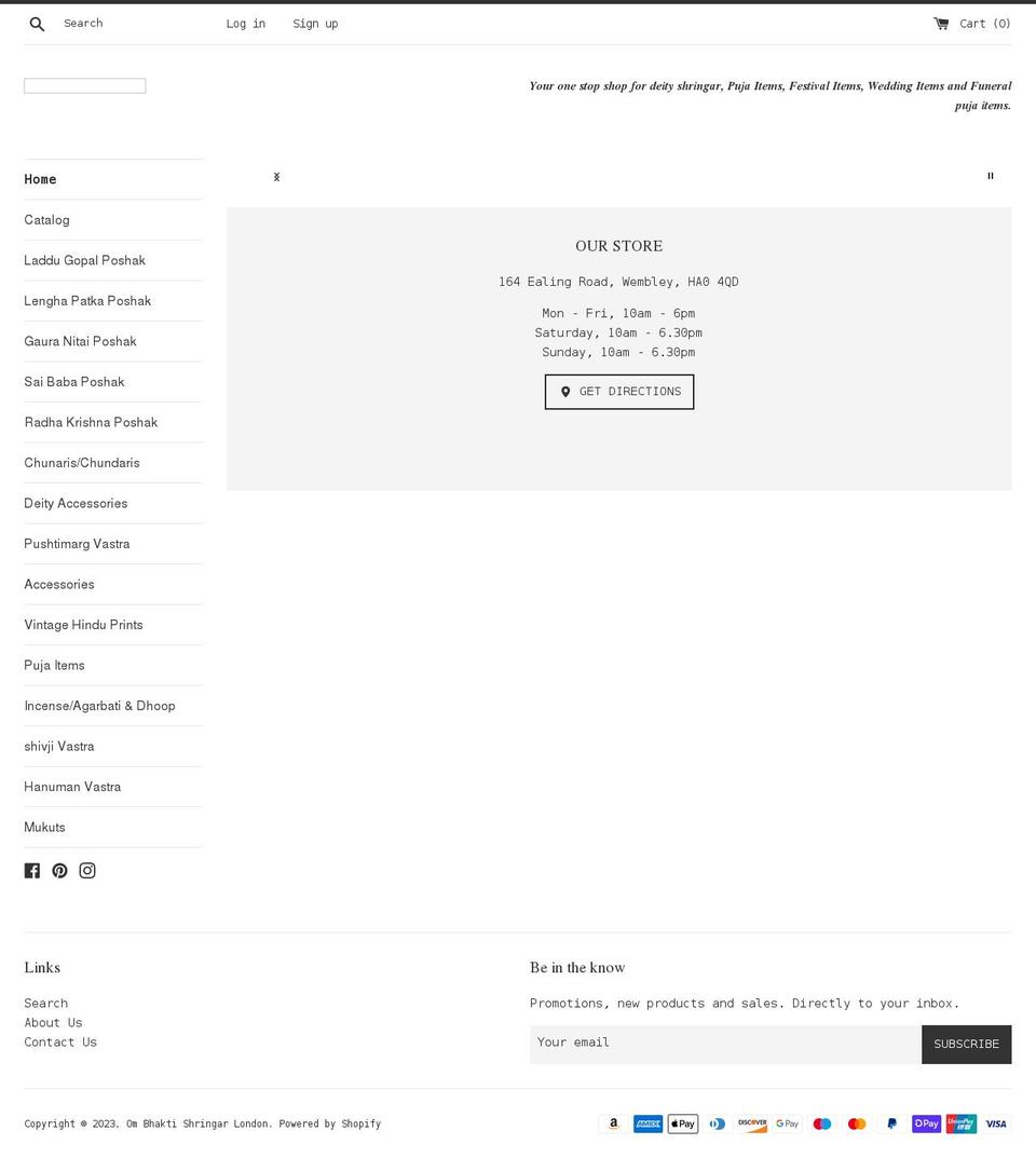 ombhaktishringar.com shopify website screenshot