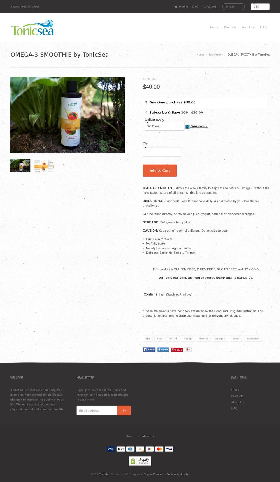 omega3smoothie.com — Shopify storefront screenshot