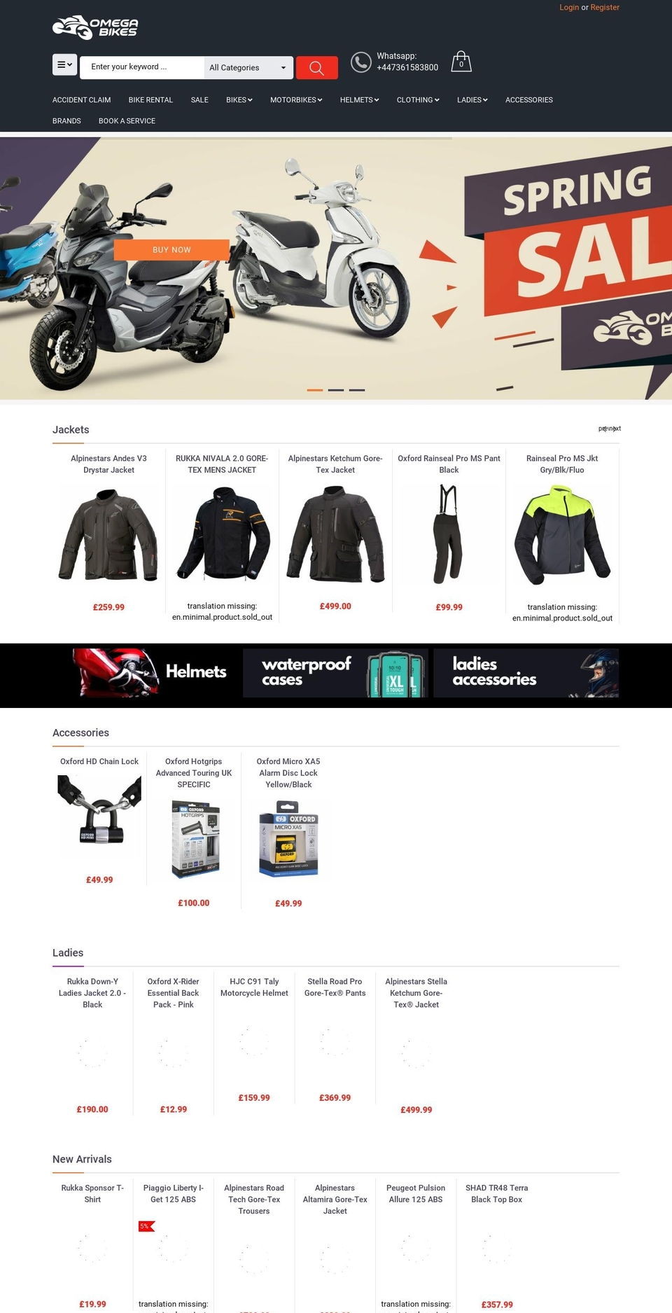 Maxmin Shopify theme site example omegabikes.com