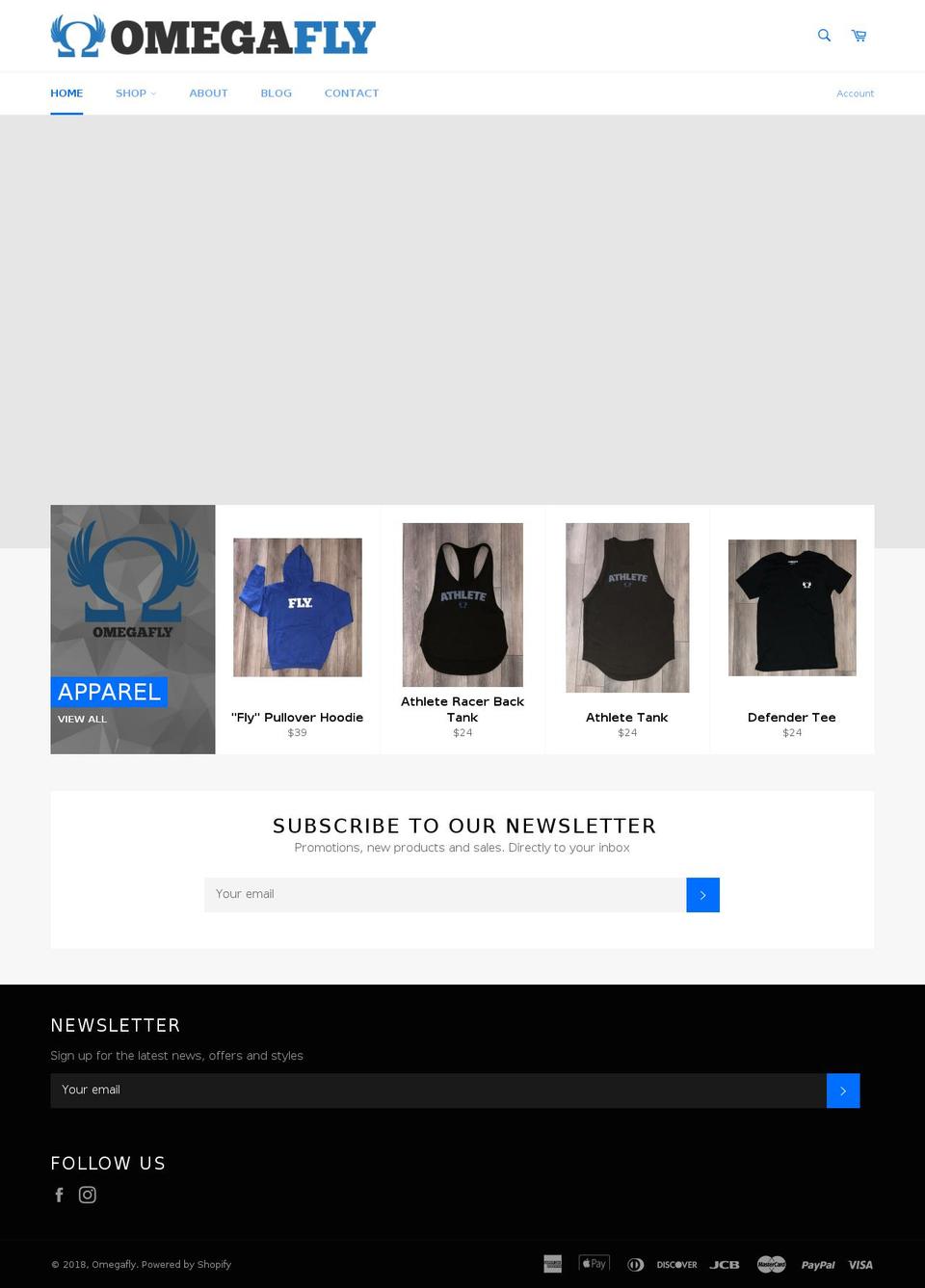 omegafly.us shopify website screenshot