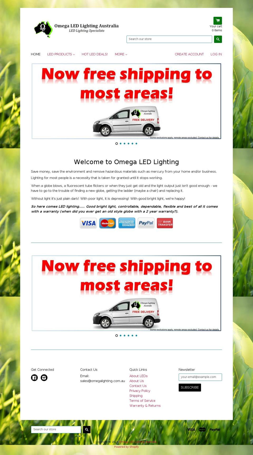 omegaledlights.com — Shopify storefront screenshot