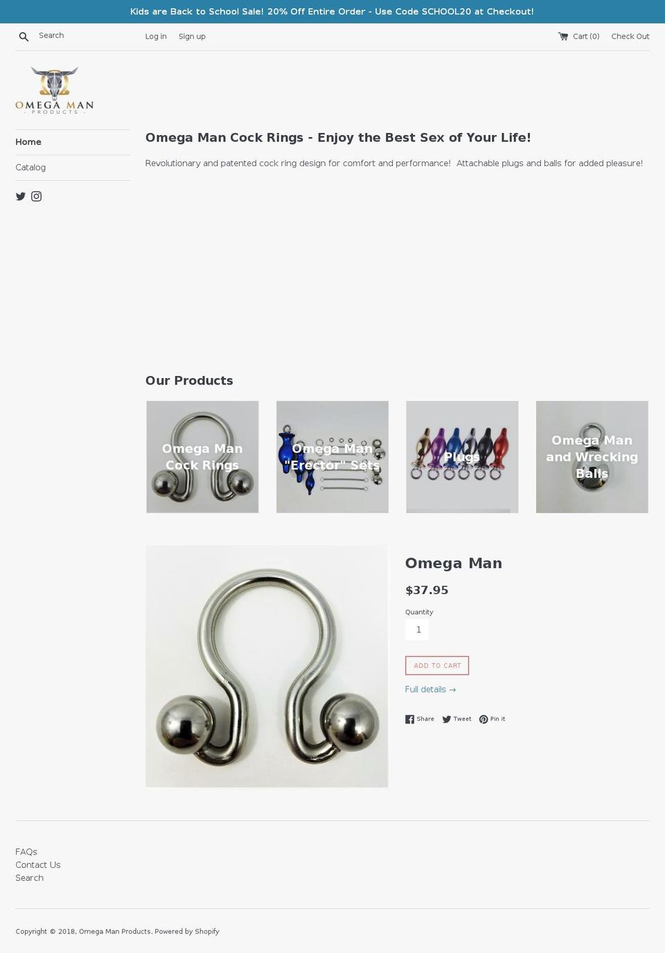omegamanproducts.com shopify website screenshot