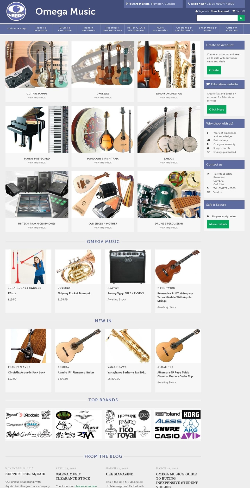 omegamusic.co.uk shopify website screenshot