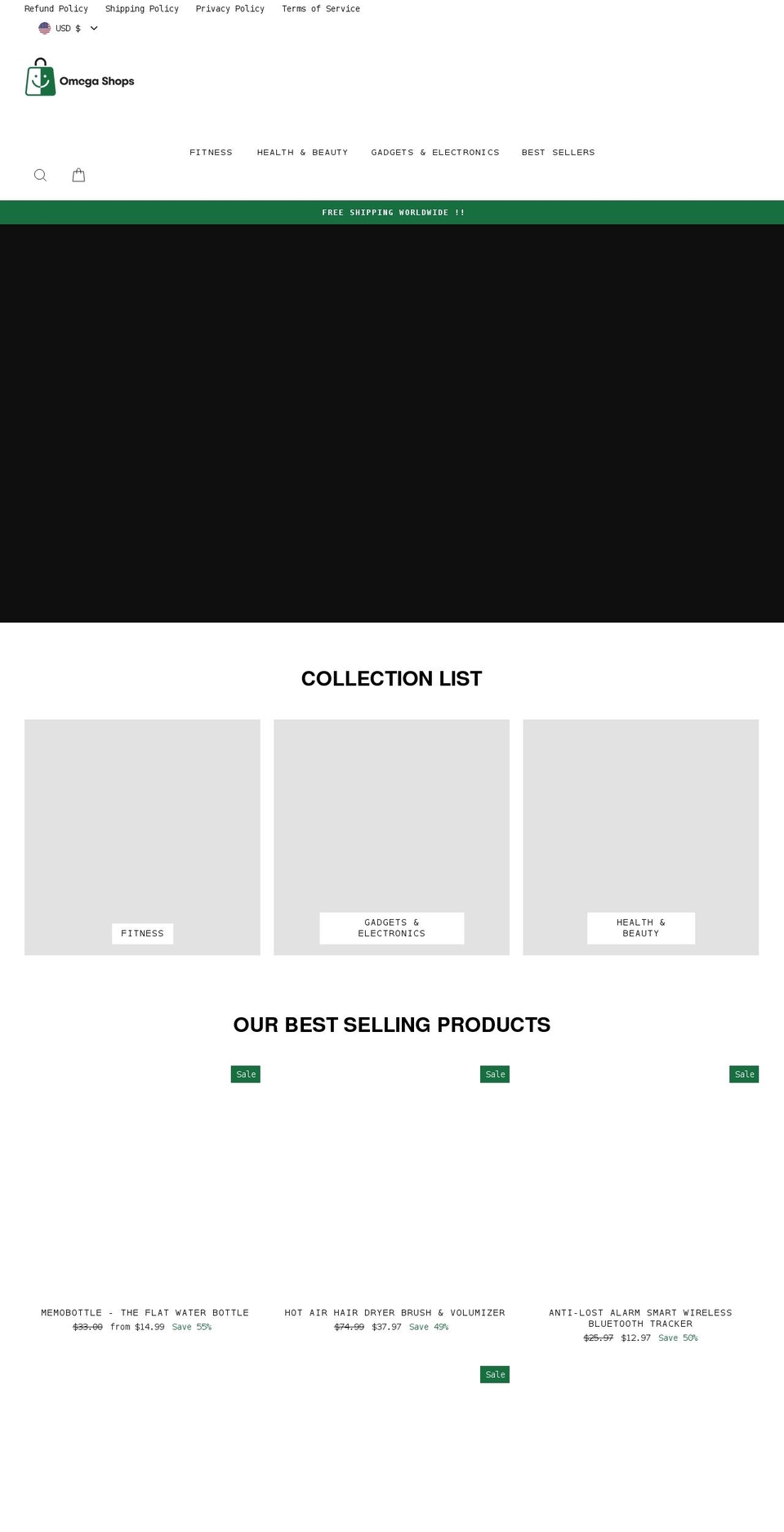 omegashops.com shopify website screenshot