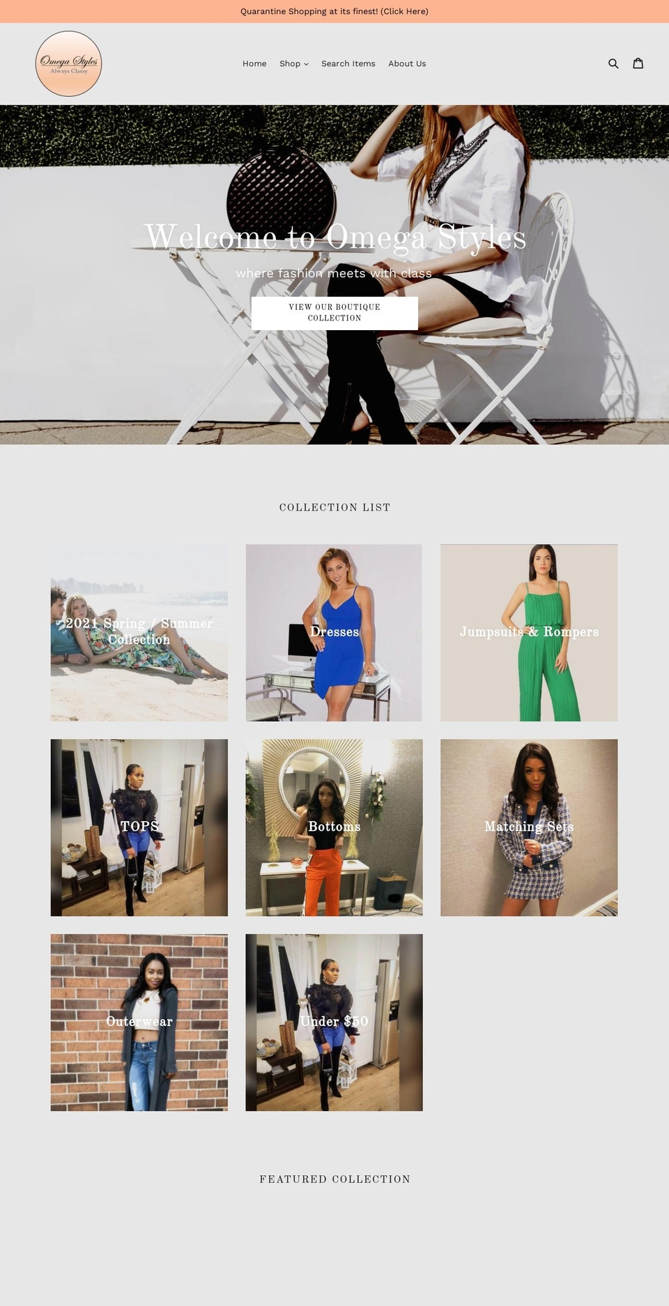 omegastyles.com shopify website screenshot