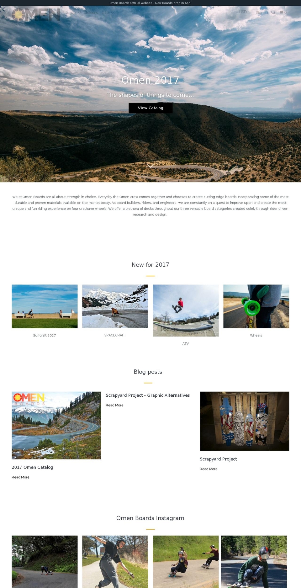 omenlongboarding.com shopify website screenshot