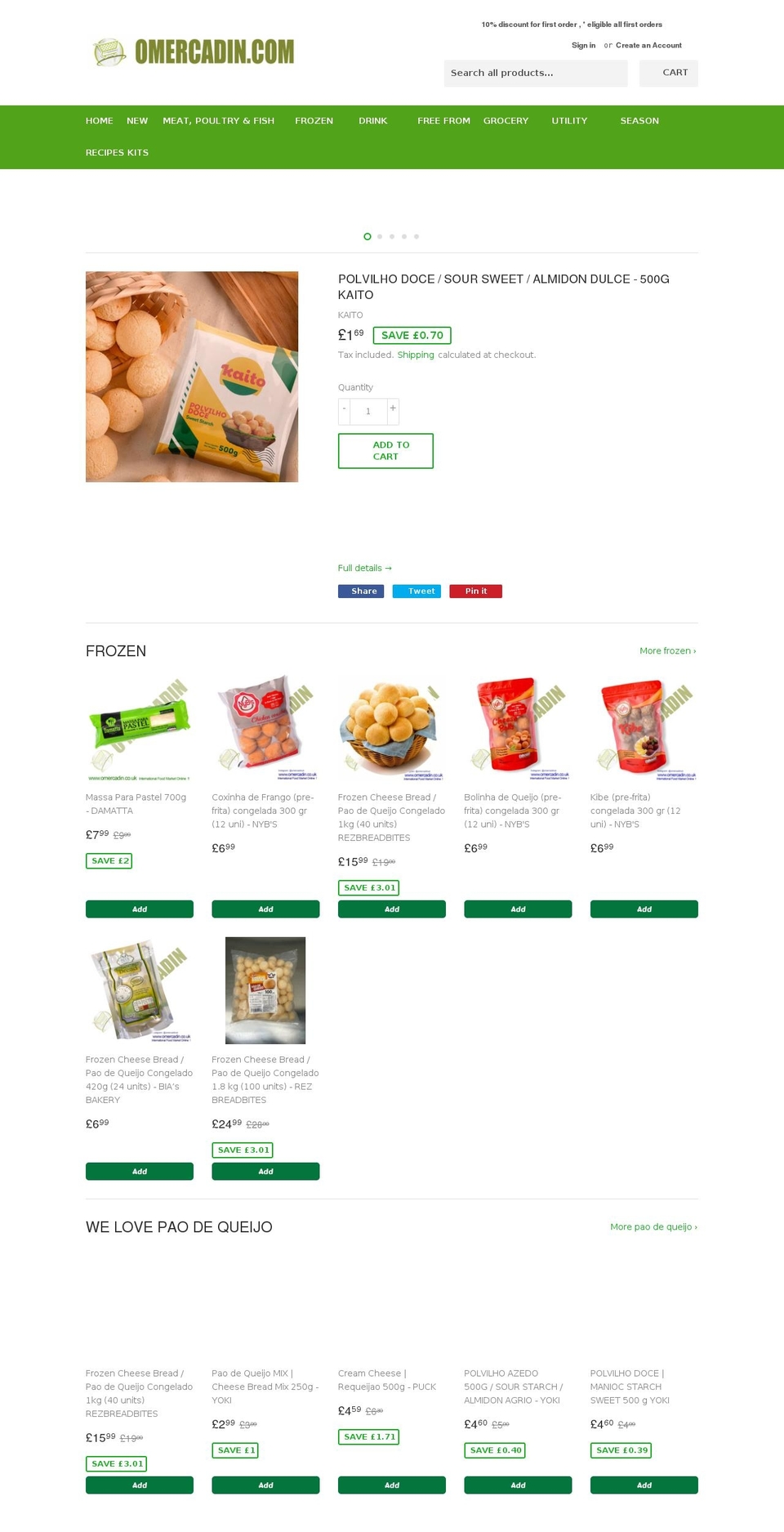 omercadin.co.uk shopify website screenshot