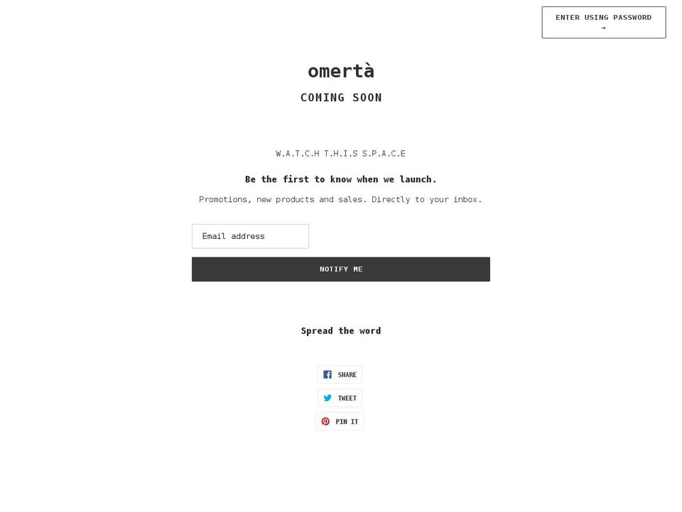omerta.clothing shopify website screenshot