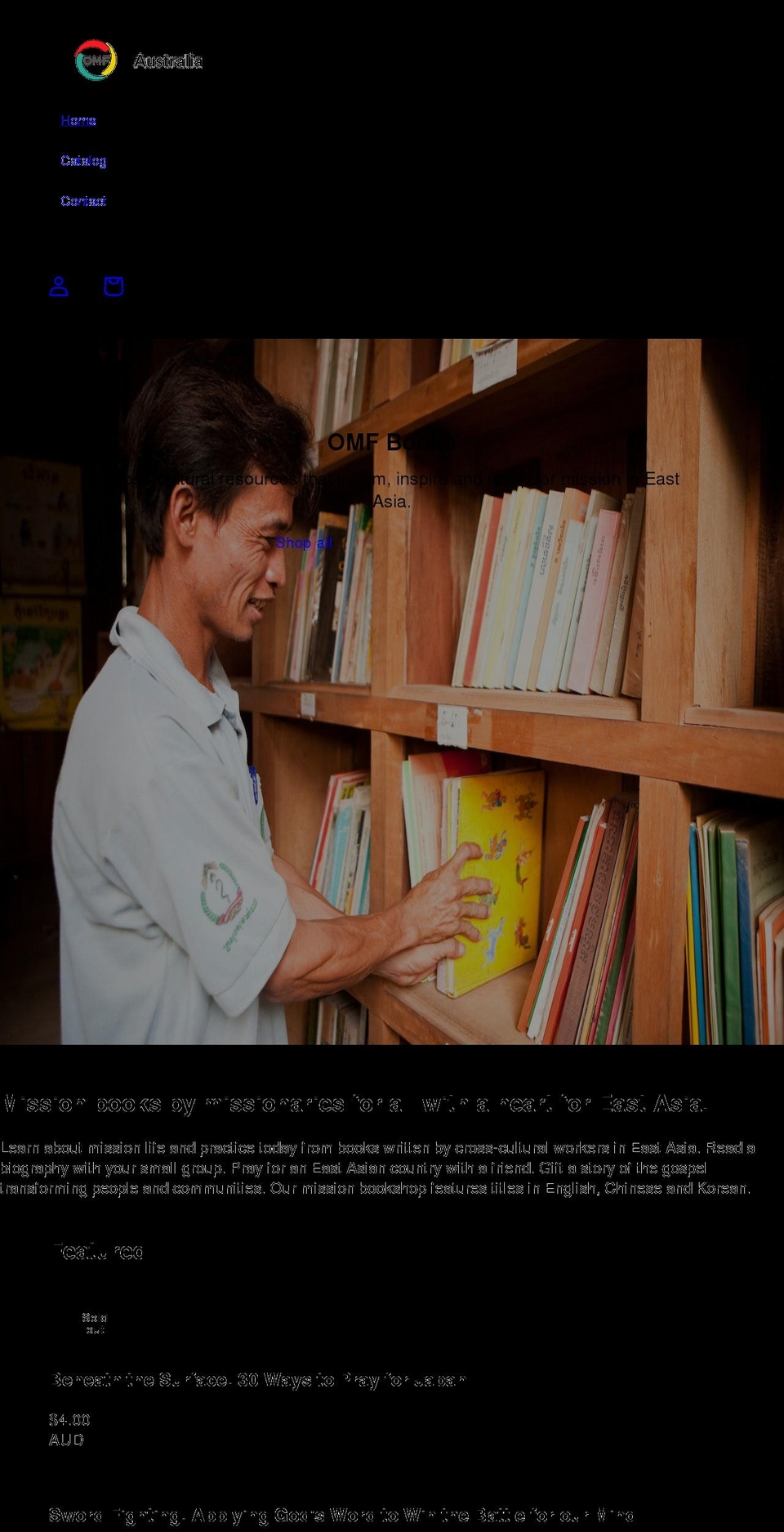 omfbooks.com.au shopify website screenshot