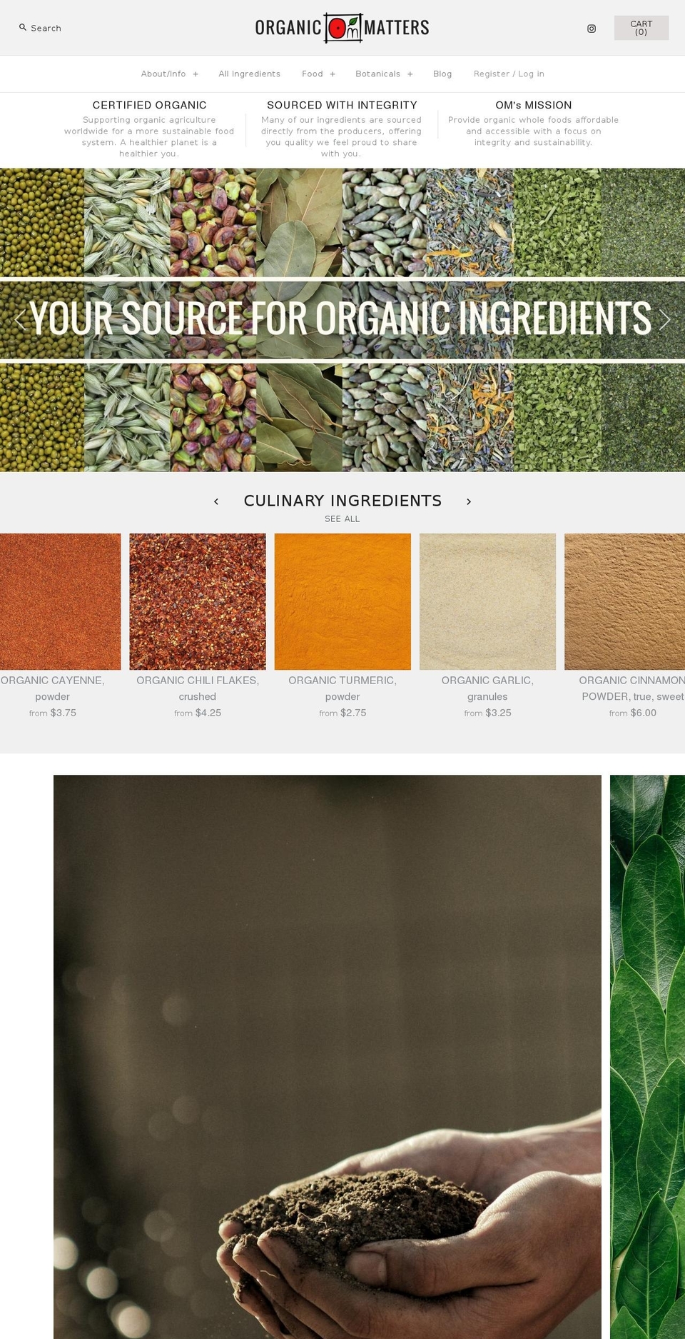 omfoods.ca shopify website screenshot
