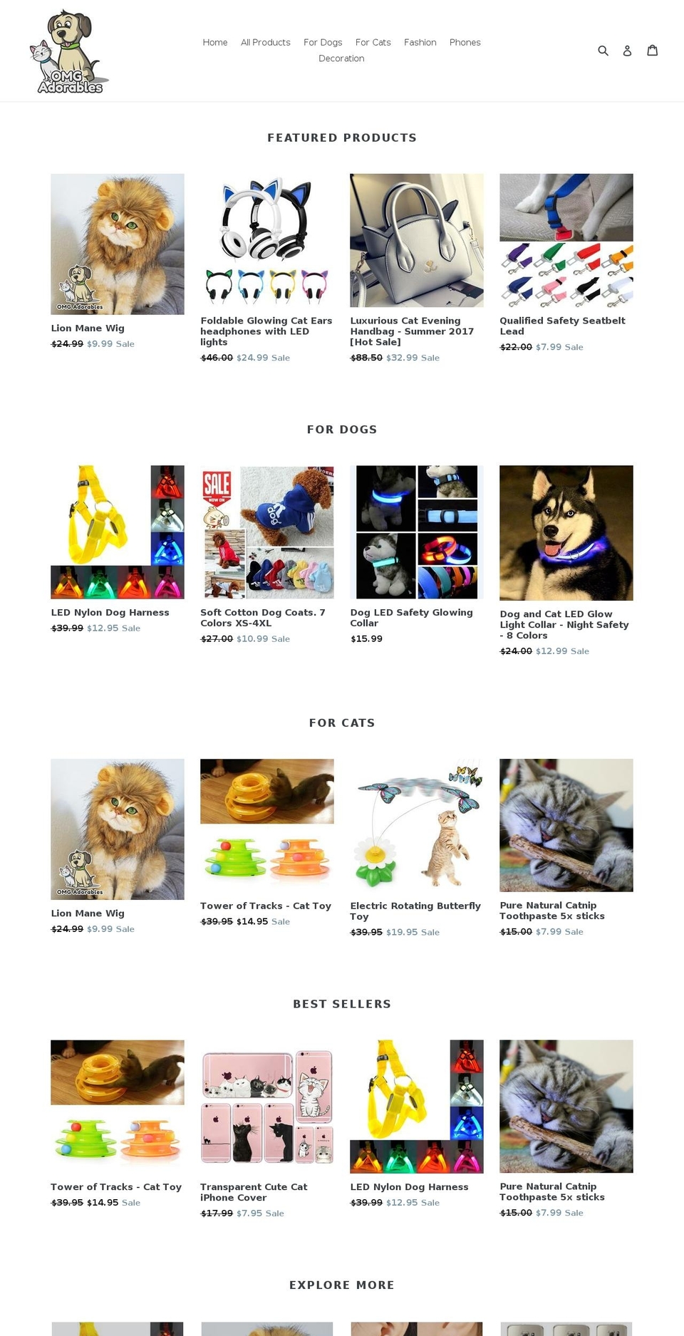omgadorables.com shopify website screenshot