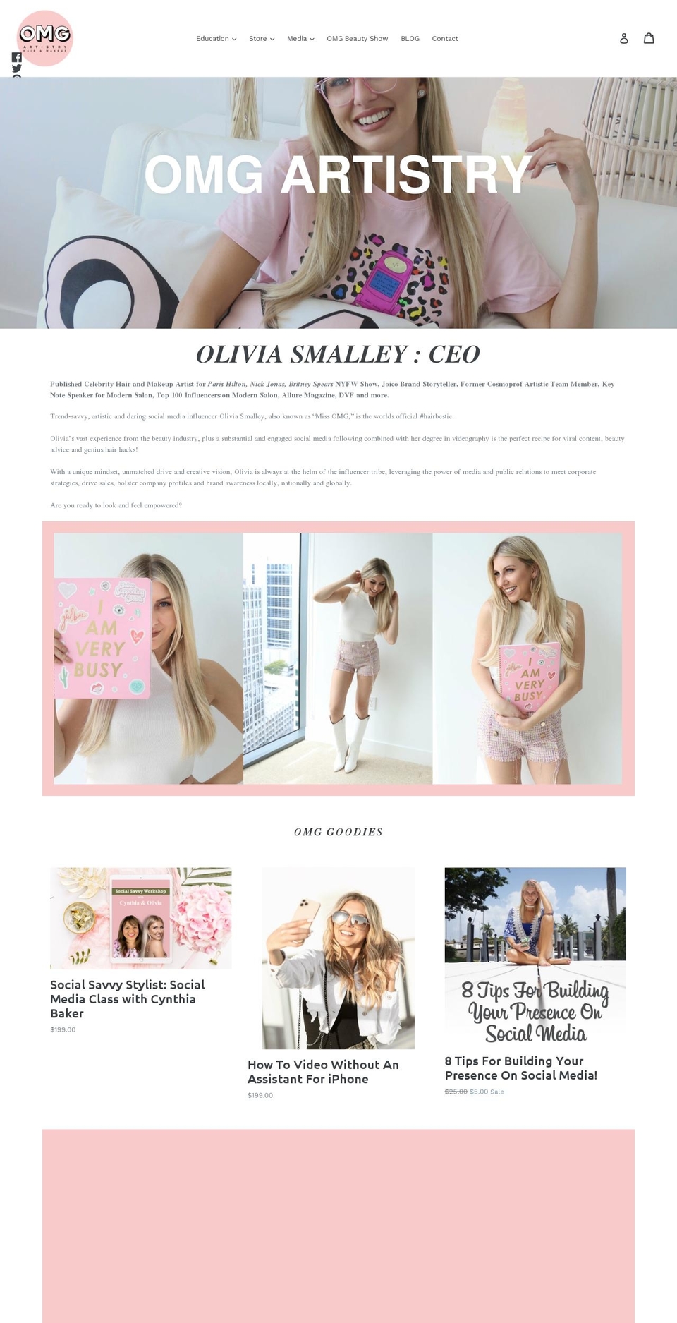 omgartistry.com shopify website screenshot