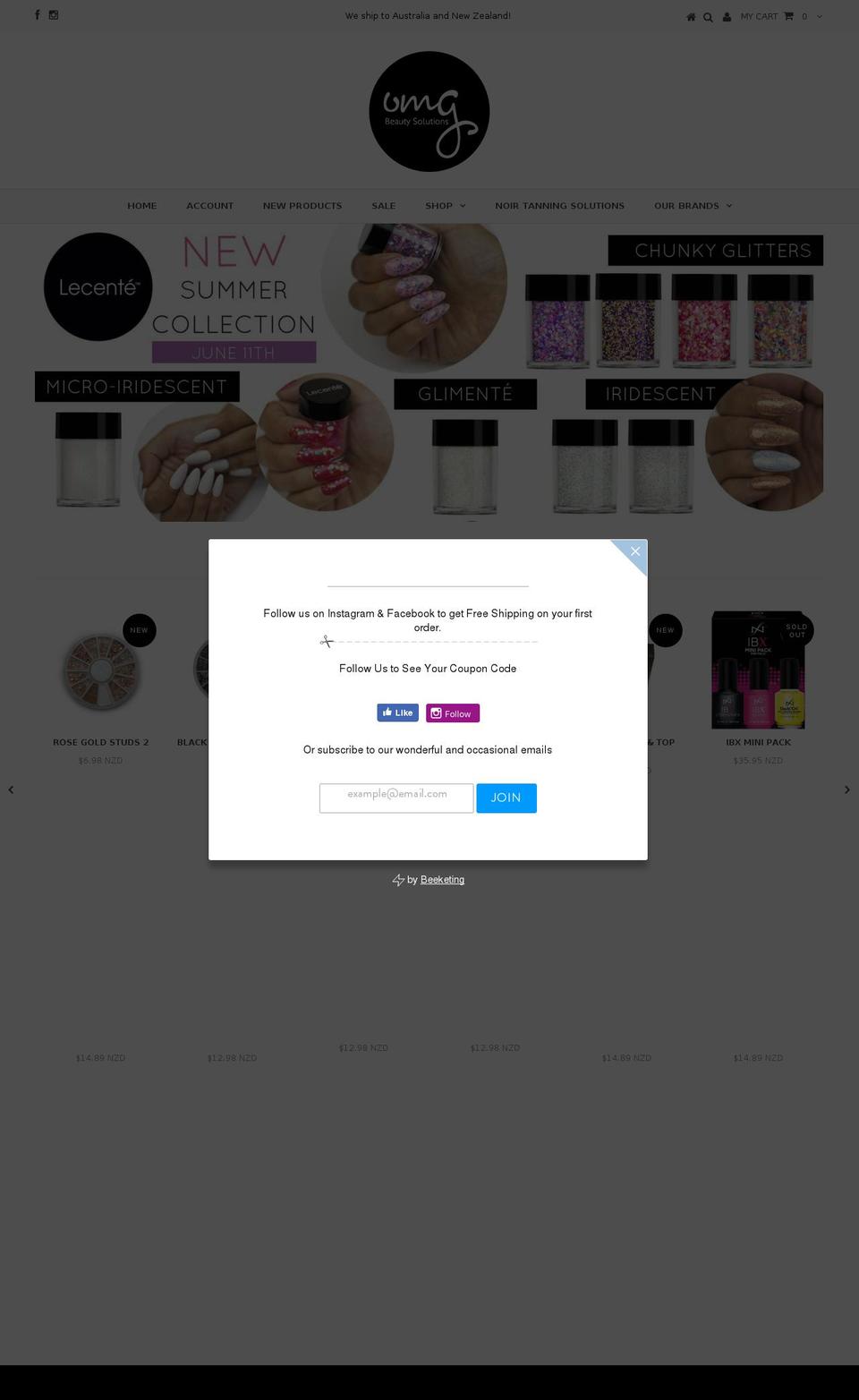 omgbeauty.co.nz shopify website screenshot