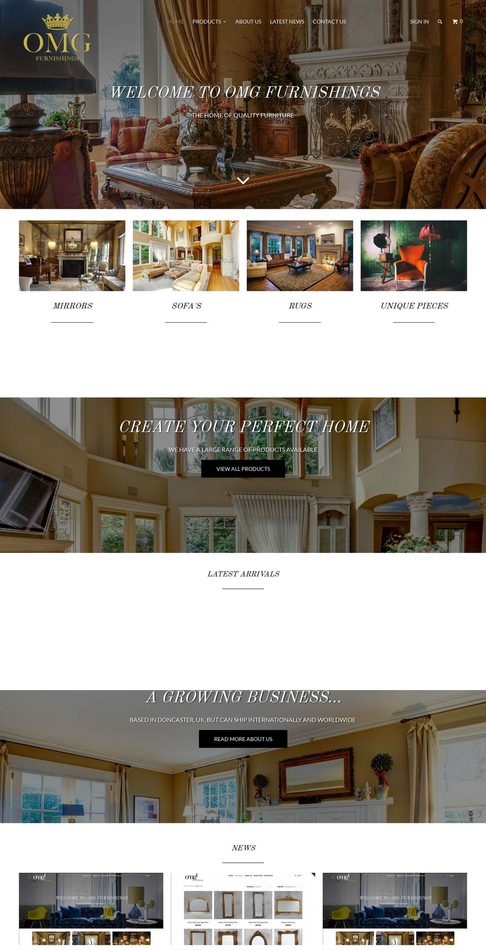 omgfurnishings.co.uk shopify website screenshot