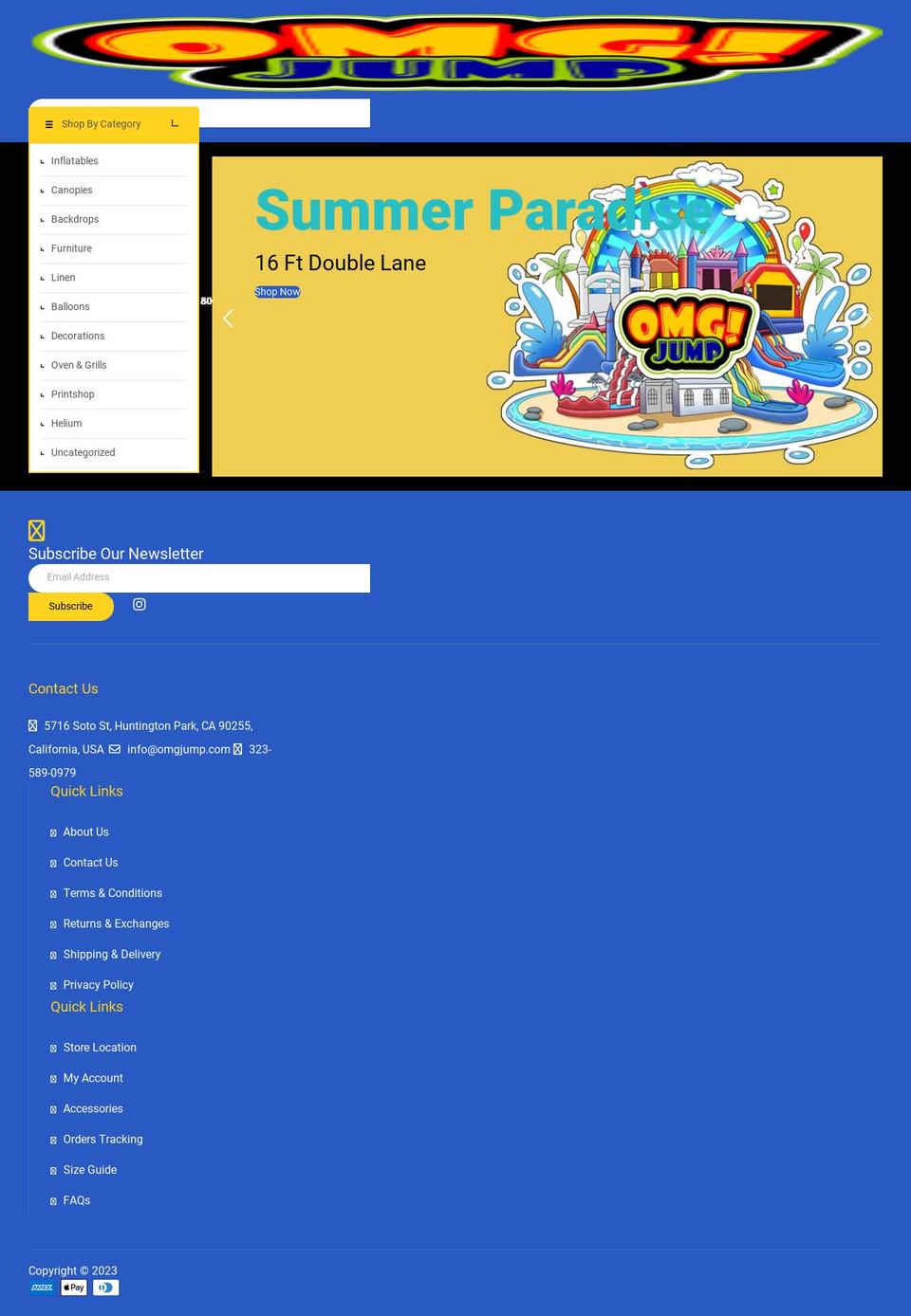 omgjump.com shopify website screenshot