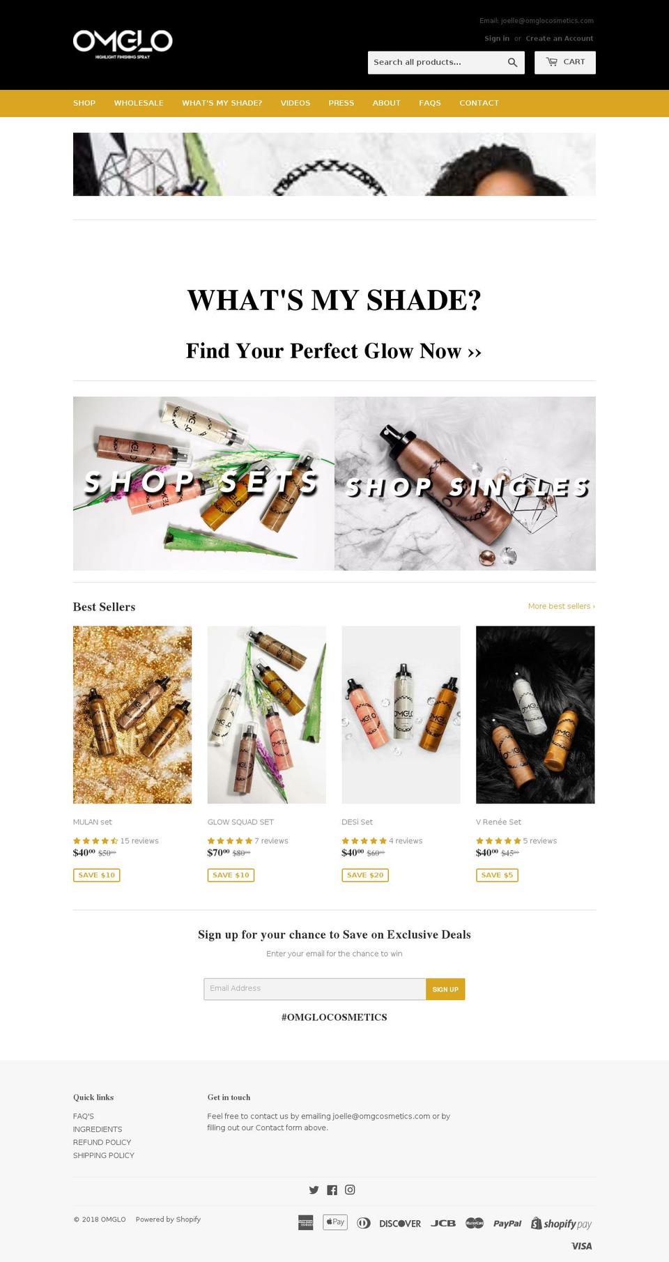 omglocosmetics.com shopify website screenshot