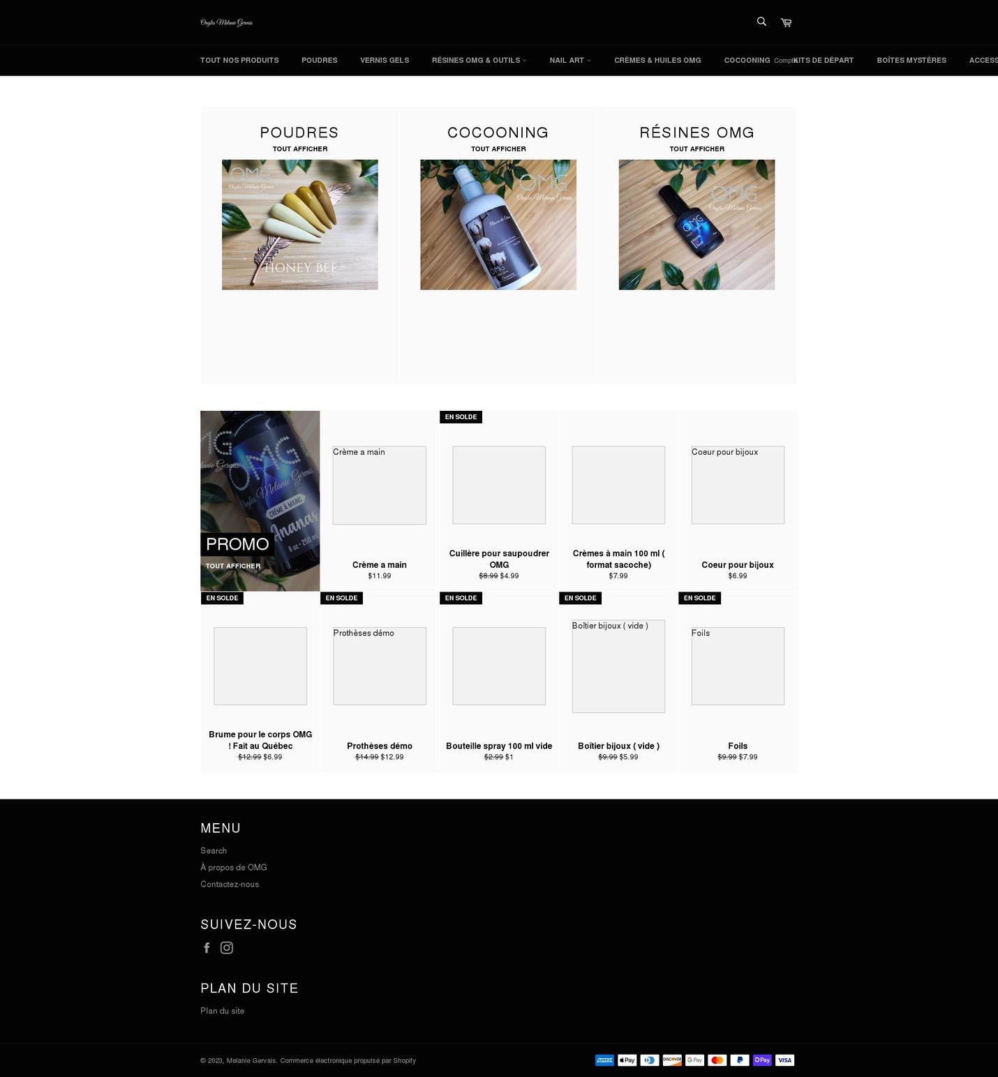 omgmelanie.com shopify website screenshot