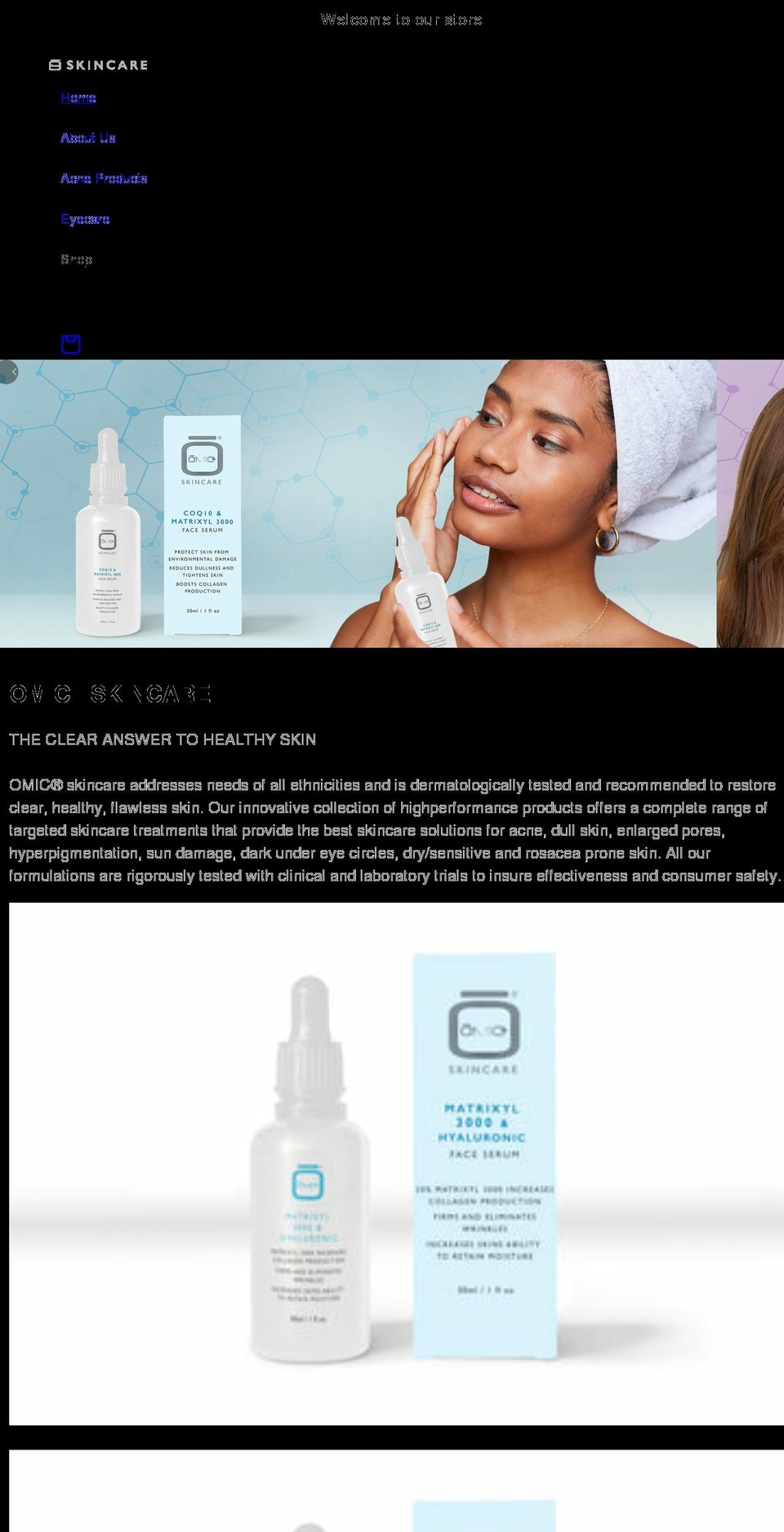 omicskincare.com shopify website screenshot