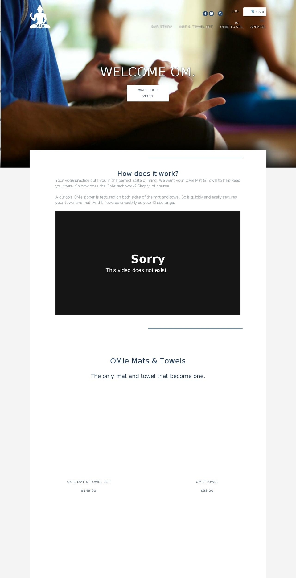 omieyoga.com shopify website screenshot