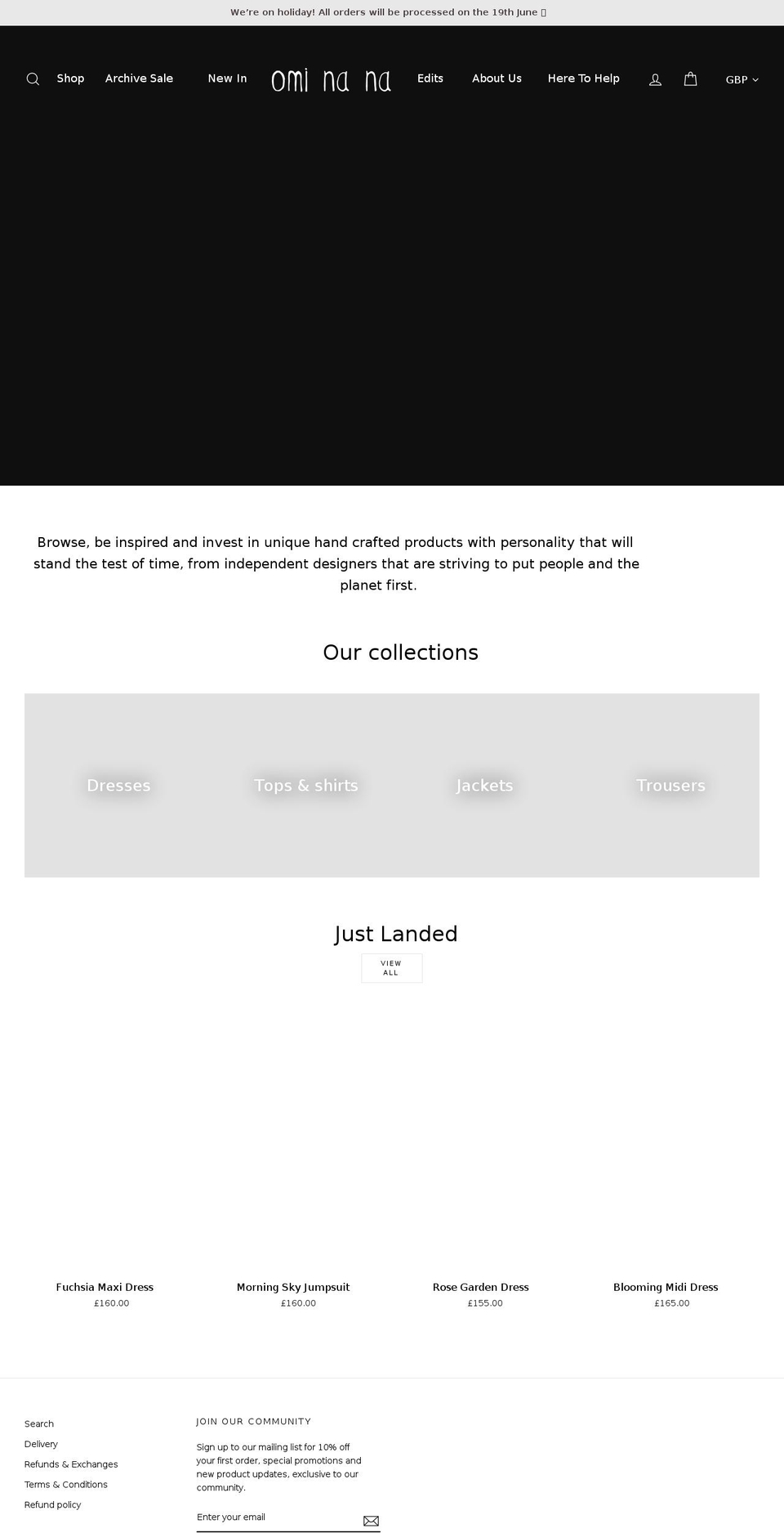 ominana.com shopify website screenshot